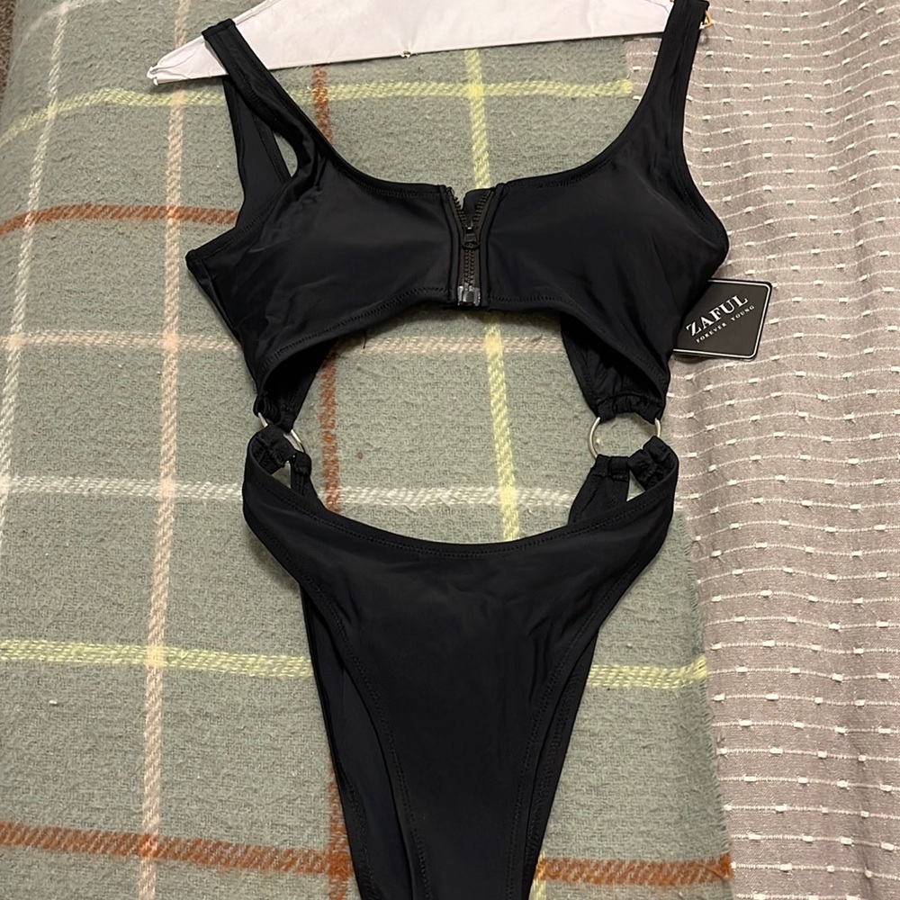 Two piece bathing suit high waisted
